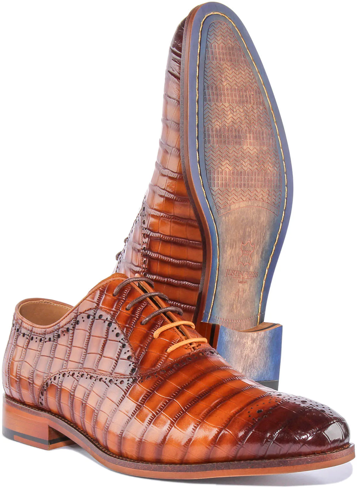 Andre Lace up Croc Print In Tan