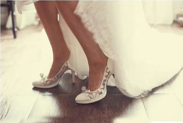 High Heels Pointed Toe White Lace Sexy Wedding Bridal Shoes, SY0118