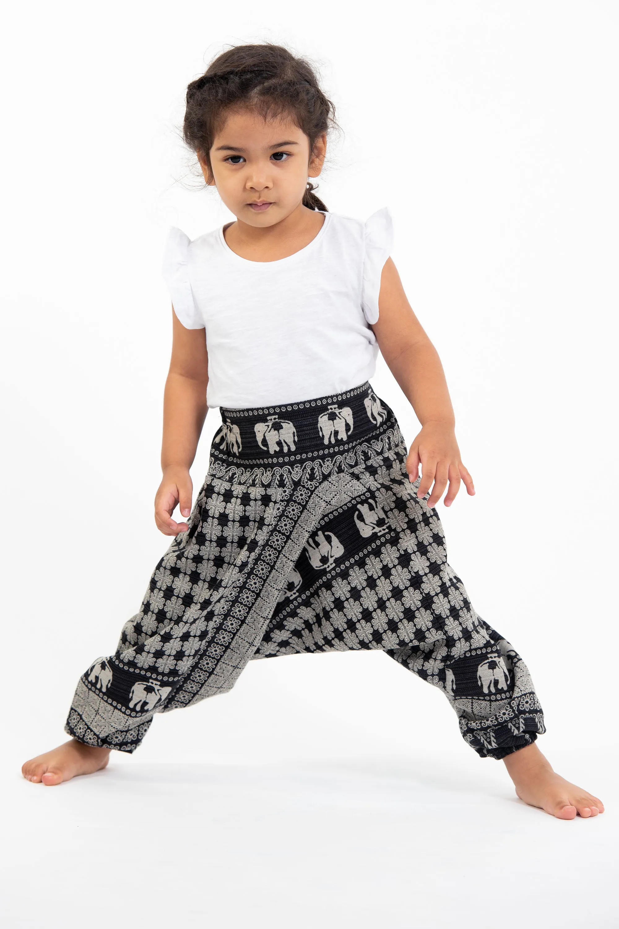 Hill Tribe Elephant Kids Elephant Pants in Black