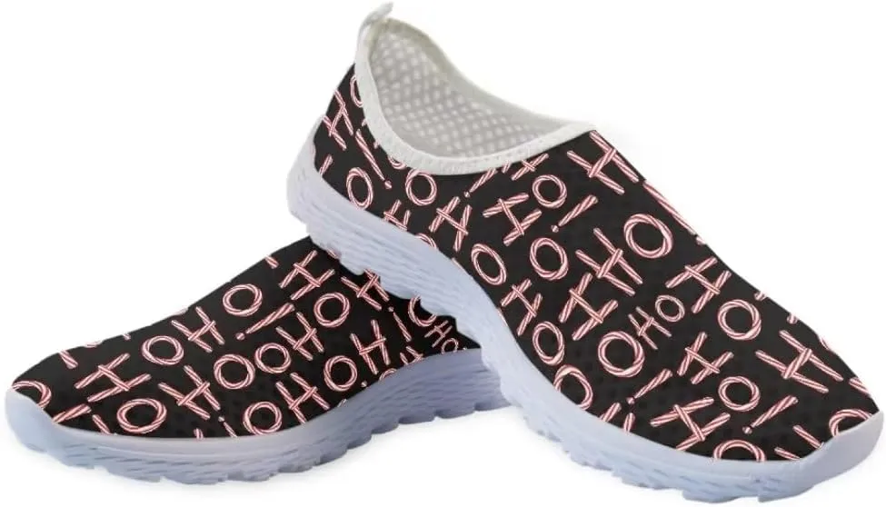 Jeiento Christmas Running Shoes Fashion Slip-On Workout Sneakers Athletic Walking Shoes for Hiking Walking Sports Gym Shoes