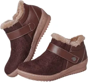 Ladmiple Boots For Women Ankle Booties Winter Snow Boots Warm Comfortable Slip On Outdoor Fur Lined Thickening Walking Shoes