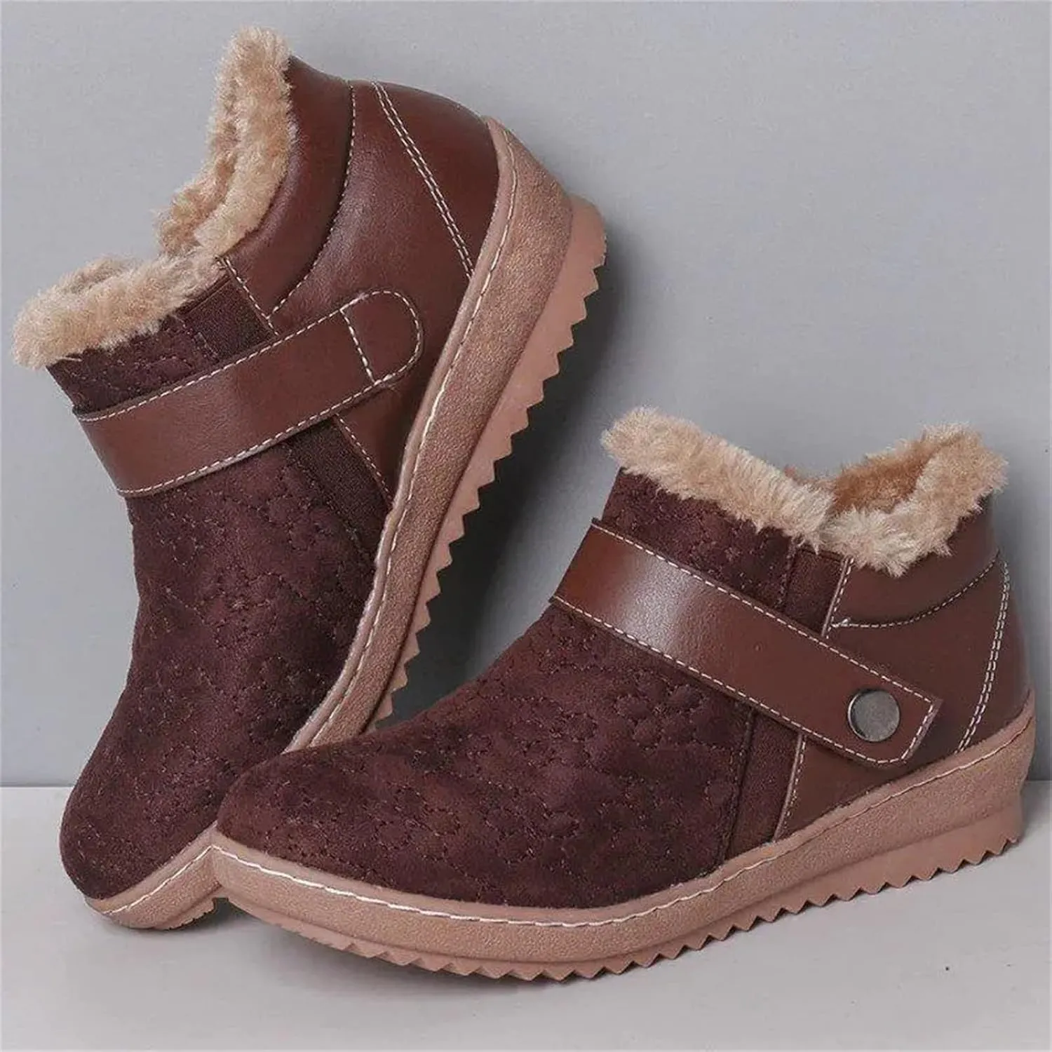 Ladmiple Boots For Women Ankle Booties Winter Snow Boots Warm Comfortable Slip On Outdoor Fur Lined Thickening Walking Shoes