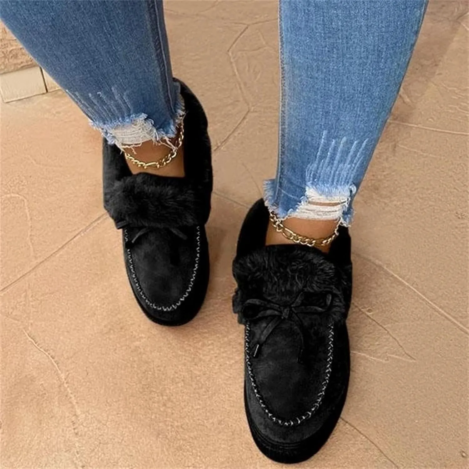 Ladmiple Womens Snow Boots Warm Ankle Booties Comfortable Lace Up Outdoor Fur Lined Walking Winter Shoes Combat Boots