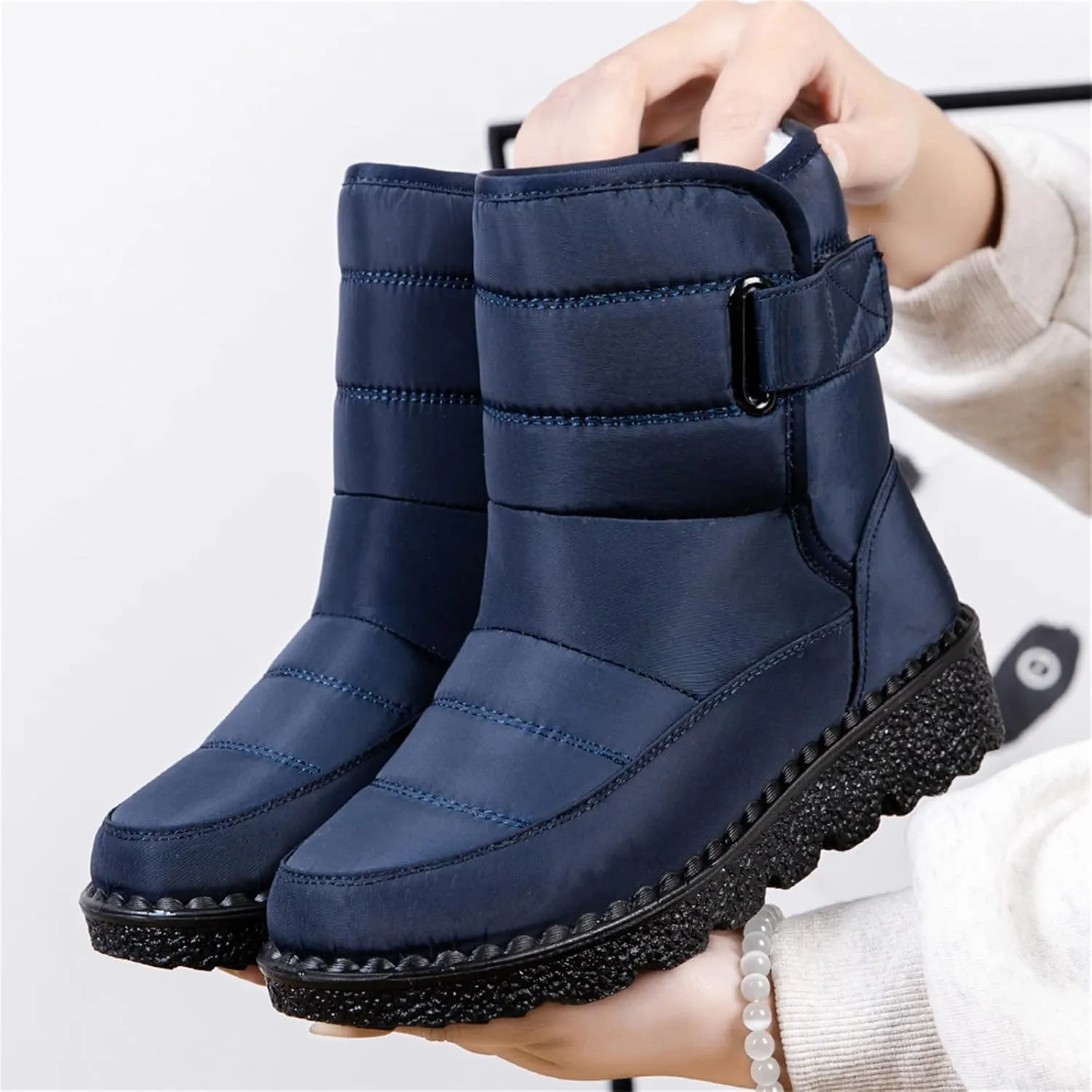 Lausiuoe Snow Boots For Women Waterproof Insulated Wide Width Winter Shoes with Fur Lined Warm Slip On Outdoor Booties