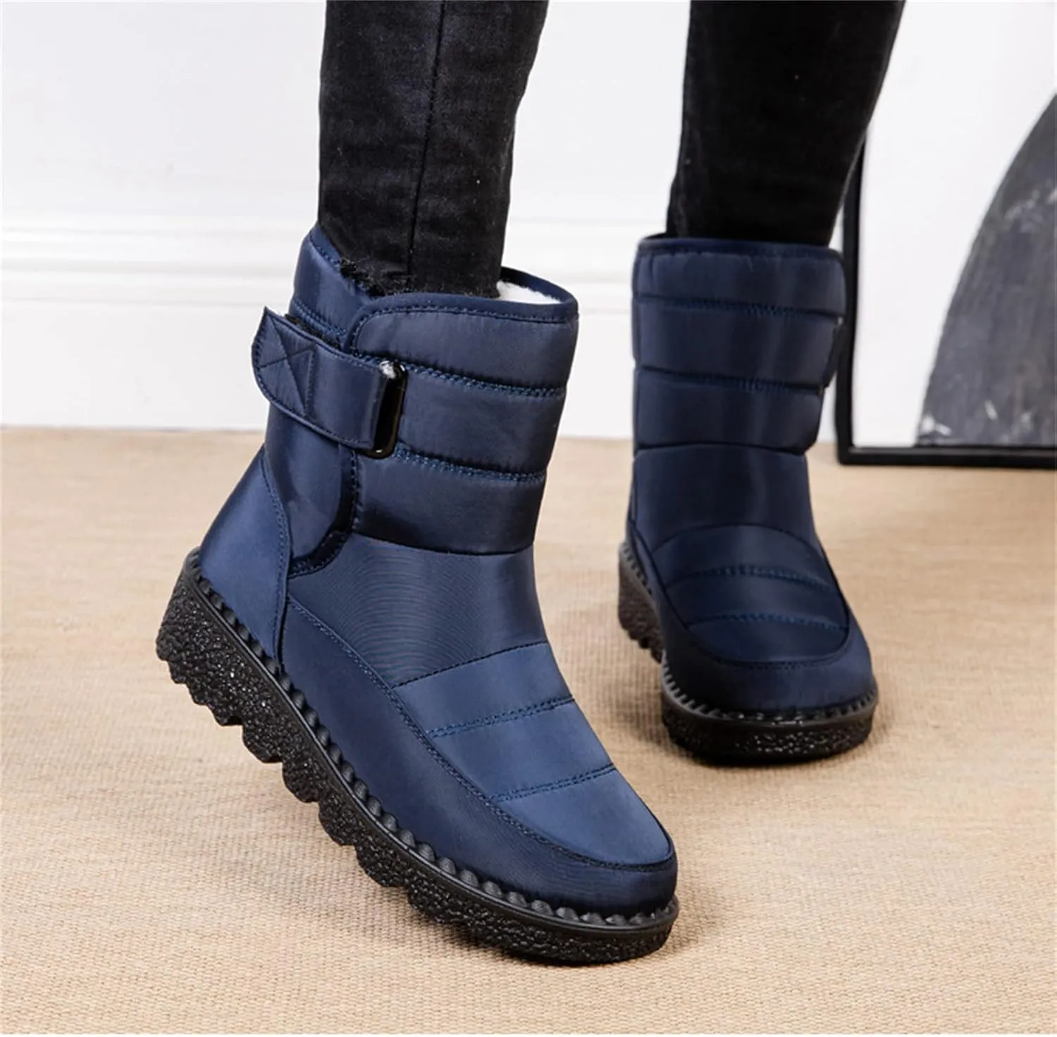Lausiuoe Snow Boots For Women Waterproof Insulated Wide Width Winter Shoes with Fur Lined Warm Slip On Outdoor Booties