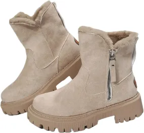 Lausiuoe Winter Dress Boots For Women 2024 Snow Boots Warm Fur Lined Casual Fashion Trendy Fuzzy Loafers Shoes Ankle Booties