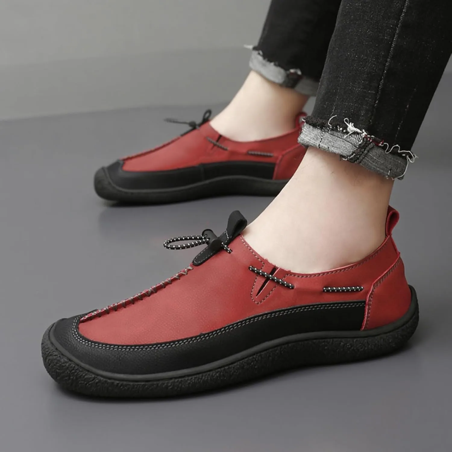 Men's Leather Loafers Slip-On Shoes - Lightweight Driving & Walking Footwear with Soft Cushioning for Office Outdoor Travel