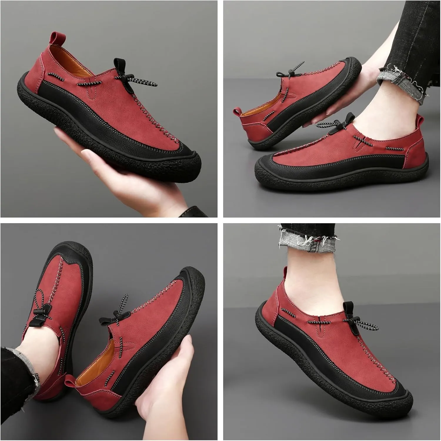 Men's Leather Loafers Slip-On Shoes - Lightweight Driving & Walking Footwear with Soft Cushioning for Office Outdoor Travel