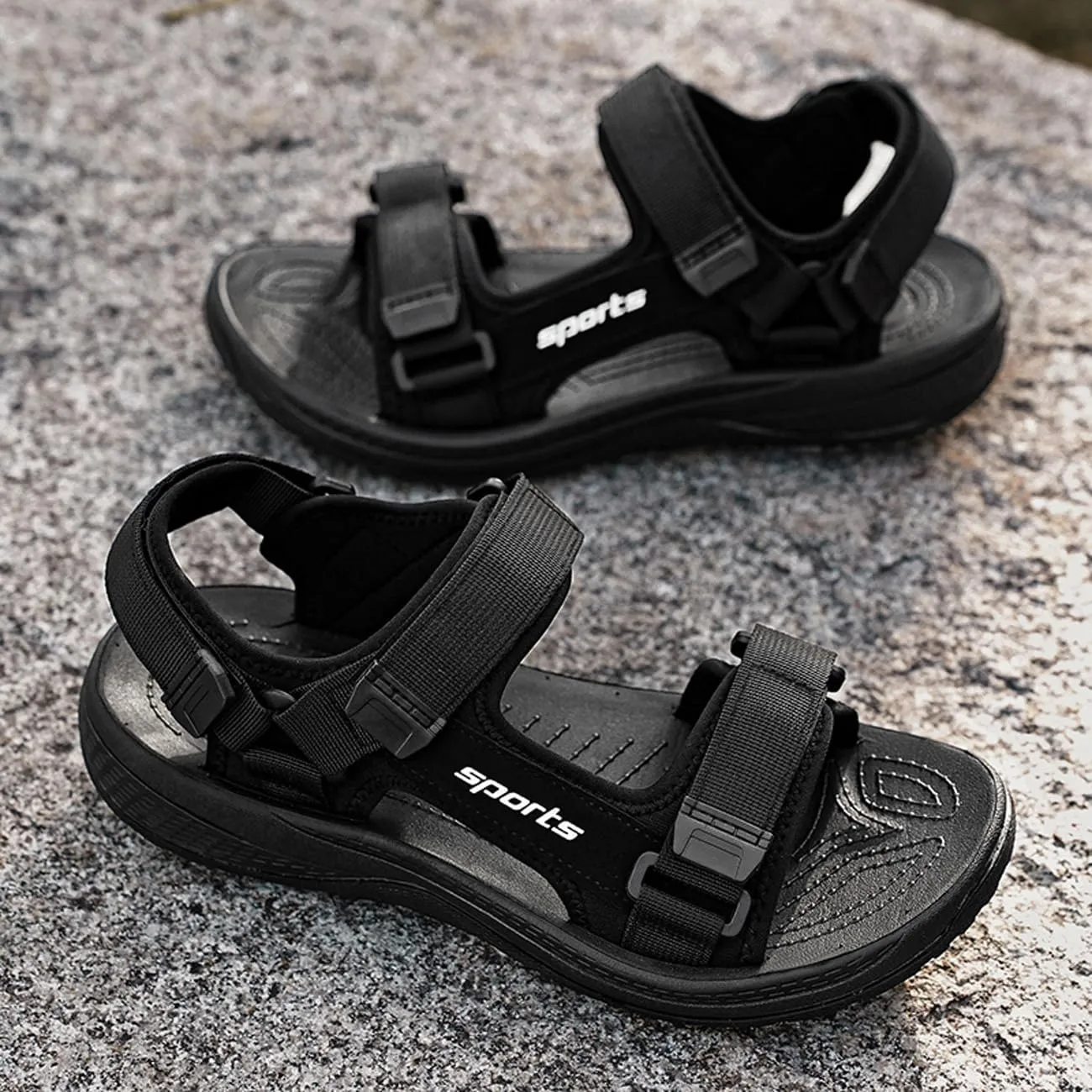 Mens Sandals Hiking Athletic Outdoor Beach Shoes Hook and Loop Open Toe Sport Summer Footwear