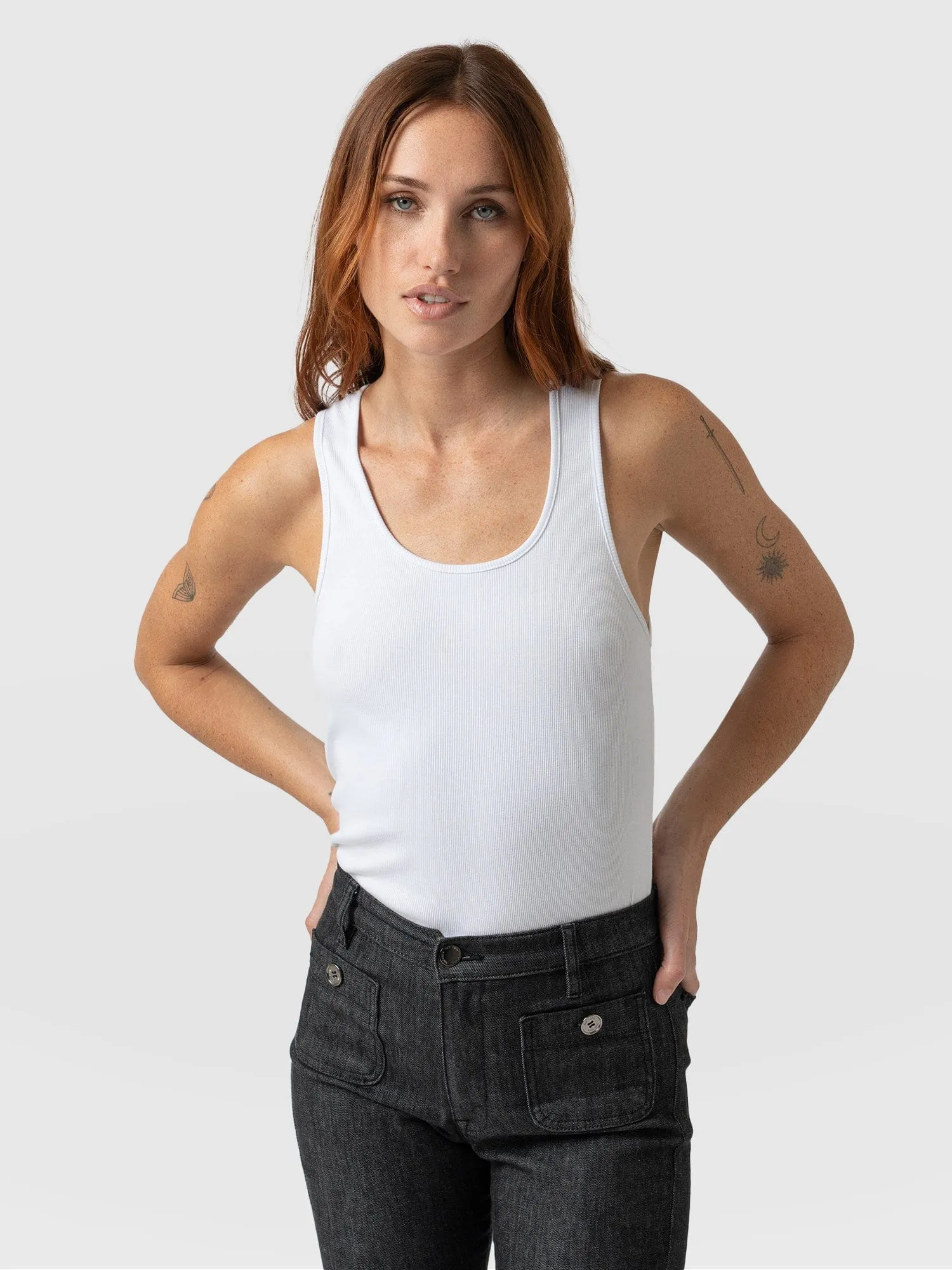 Olivia Rib Vest - White