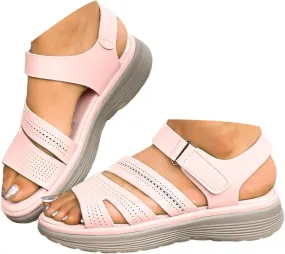 Sandals For Women 2025 Dressy Comfort Cushion Walking Sandal Girl'S Elatic Sole Solid Color Flat Walking Shoes