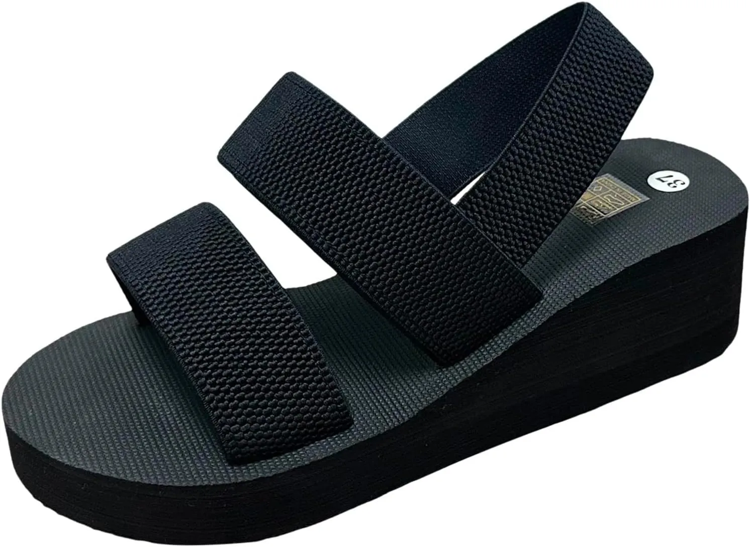 Sandals Women Fashion Strappy Soft Cushion Platform Wedge Sandals Casual Summer Beach Outdoor Black Womens Sandals