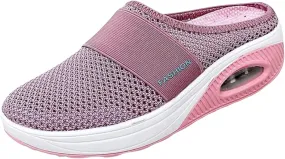 Slip On Mules for Womens Breathable Mesh Walking Mules Sneakers Slip-On Open Back Mule Outdoor Casual Non Slip Orthopedic Sneakers with Arch Support Comfy Slippers Slides Closed Toe