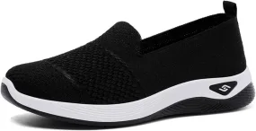 Slip On Orthopedic Sneakers Women Woven Orthopedic Breathable Soft Shoes Walking Flying Sneakers Diabetic Foam Walking Shoes Lightweight Wide Width Soft Sole Arch Support Non-Slip Shoe