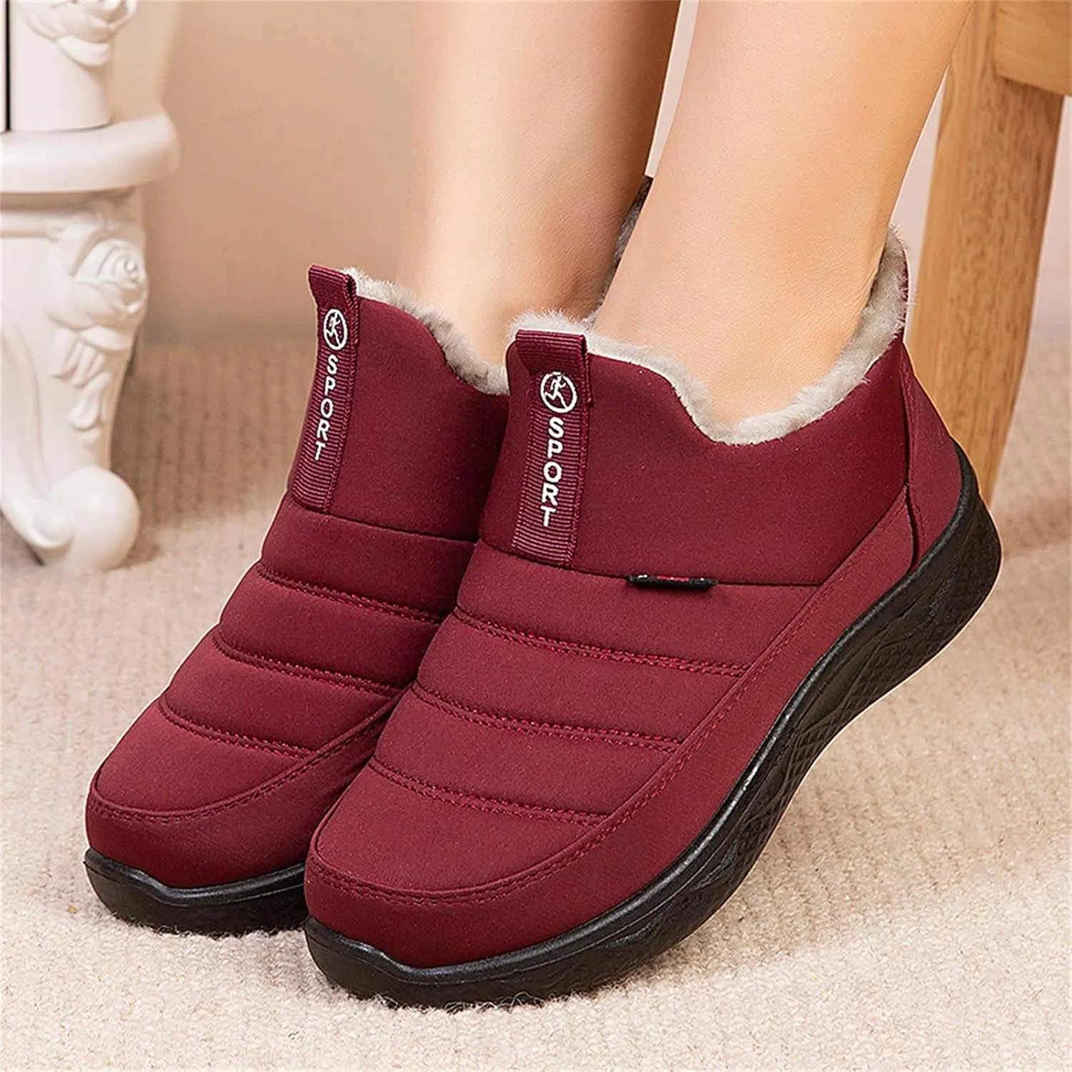Winter Boots for Women Wide Adults Plush Lined Snow Boots Women Snow Boots Winter Shoes with Fur Lined Warm Slip On Boot Knee High Boots Women Men Winter Booties