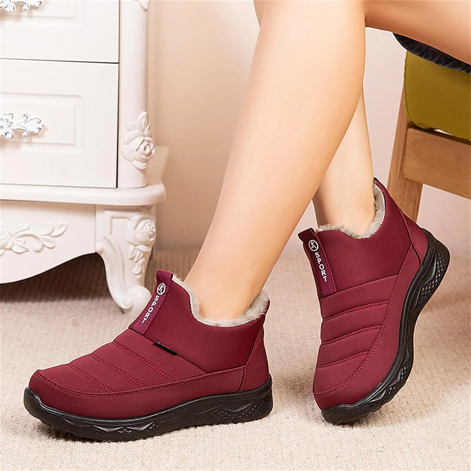 Winter Boots for Women Wide Adults Plush Lined Snow Boots Women Snow Boots Winter Shoes with Fur Lined Warm Slip On Boot Knee High Boots Women Men Winter Booties