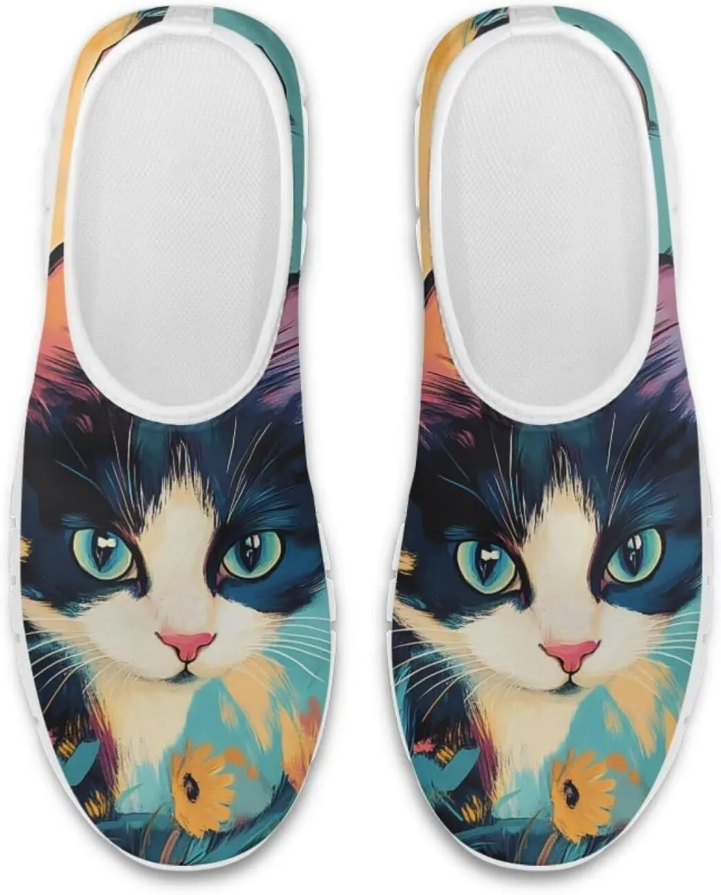 Women's Business Loafers Cat Print Low Top Barefoot Shoes Low-Cut Casual Flats US 5-13