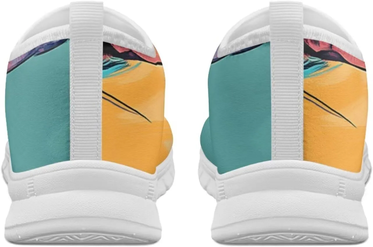 Women's Business Loafers Cat Print Low Top Barefoot Shoes Low-Cut Casual Flats US 5-13