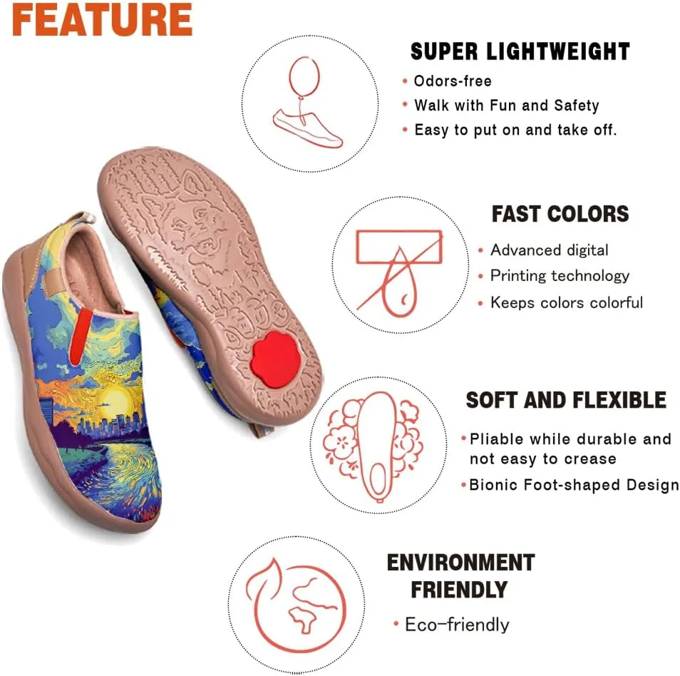Women's Slip On Casual Loafers Lightweight Comfort Shoes Art Painted Travel Walking Sneakers