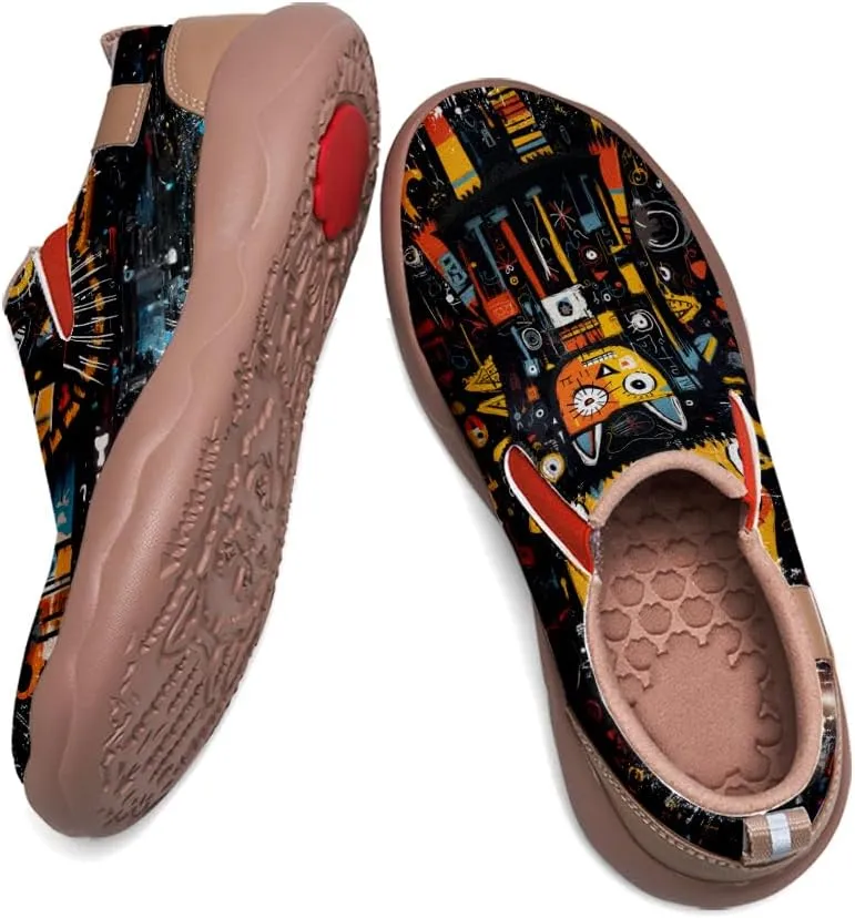 Women's Slip On Sneakers Casual Loafers Art Painted Comfort Soft Walking Ladies Travel Shoes Basquiat Style Animal Patterns