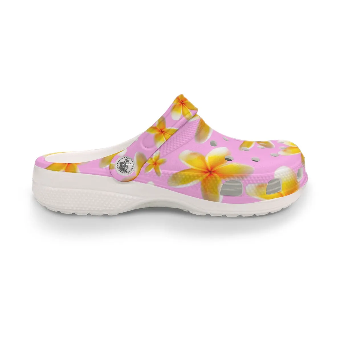 Yellow Frangipanis Pink Rubber Shoes up to size 12