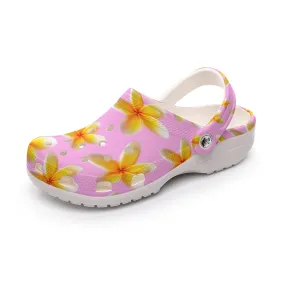 Yellow Frangipanis Pink Rubber Shoes up to size 12
